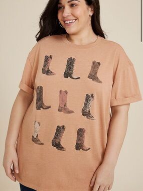 Maurice’s Plus Size Studded Cowgirl Boots Oversized Fit Graphic Tee